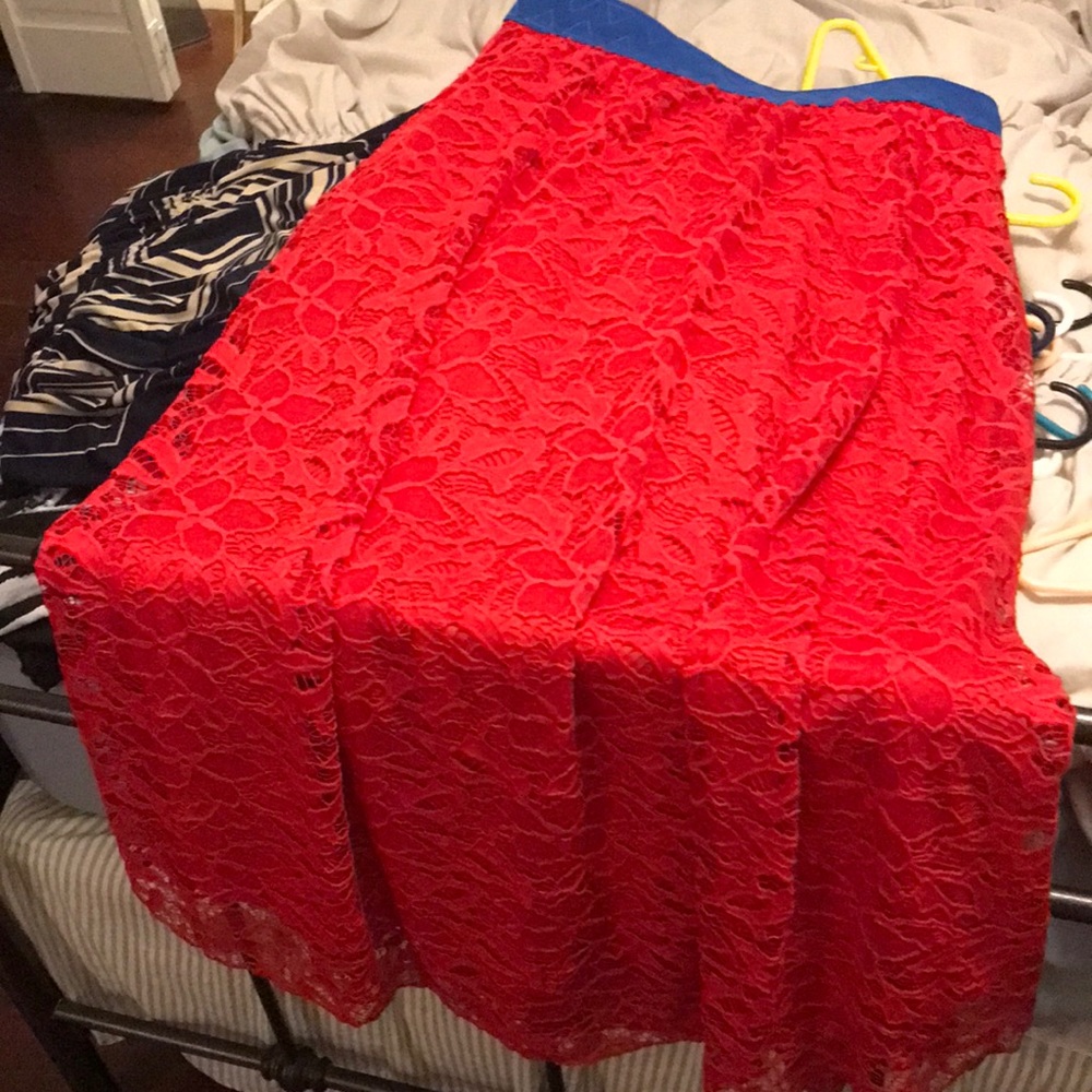 Red lace skirt